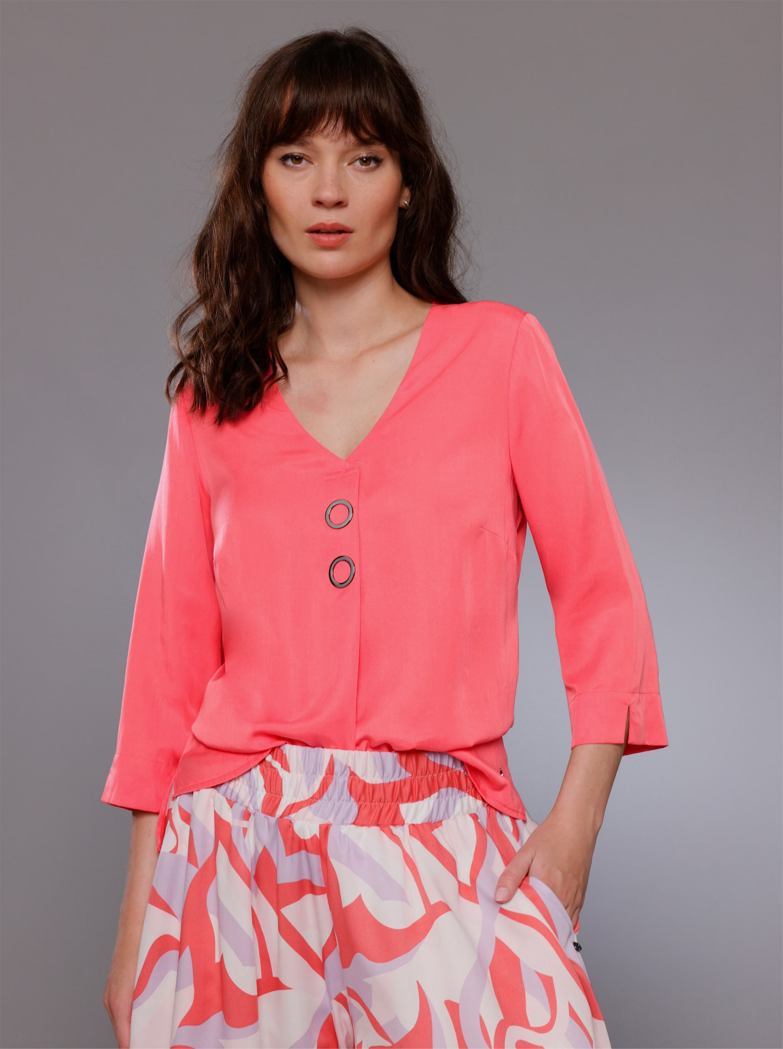 CREATION L PREMIUM Druckbluse , am Saum hinten modisch länger - grapefruit