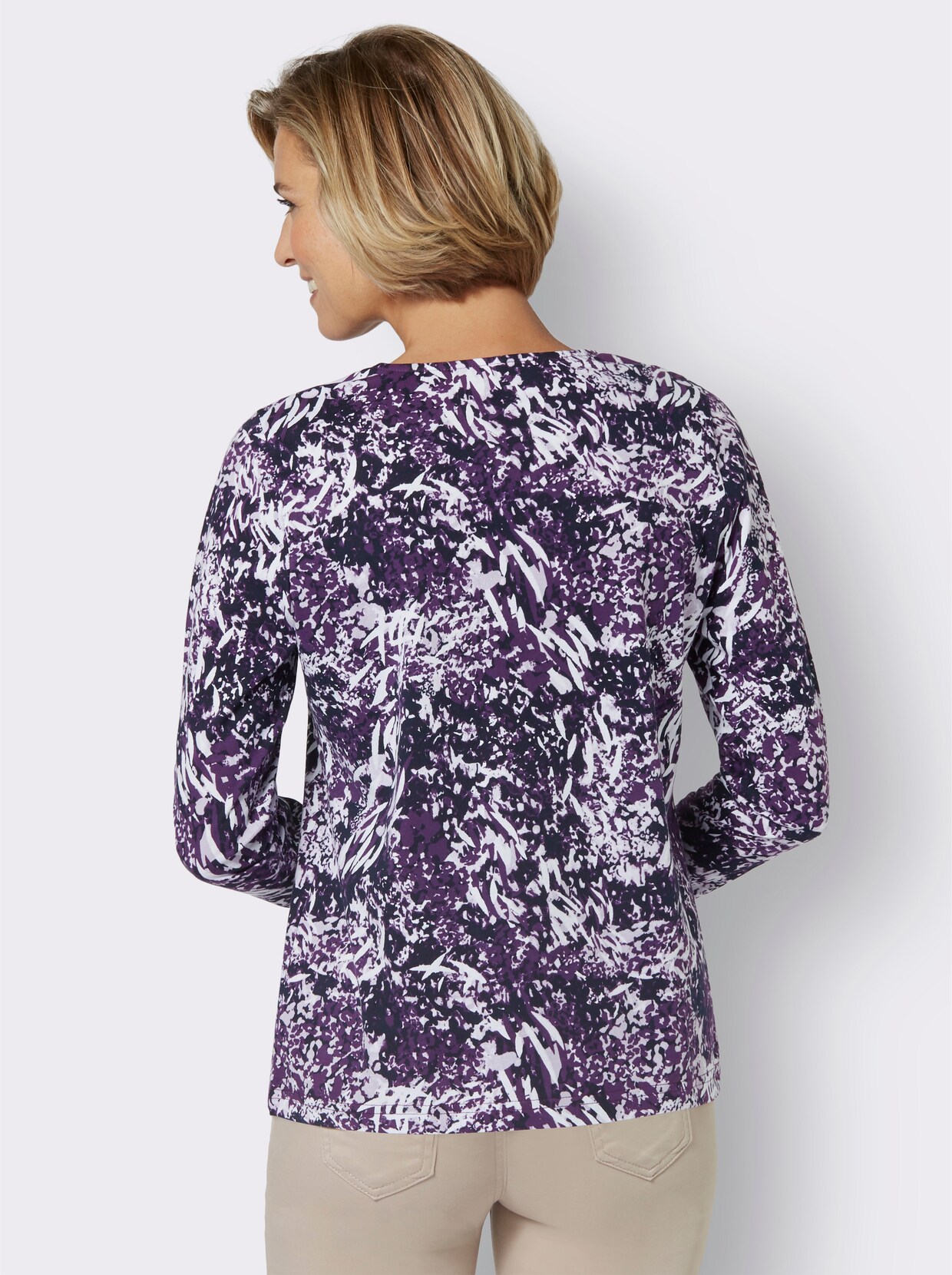 Shirt met lange mouwen - marine gedessineerd