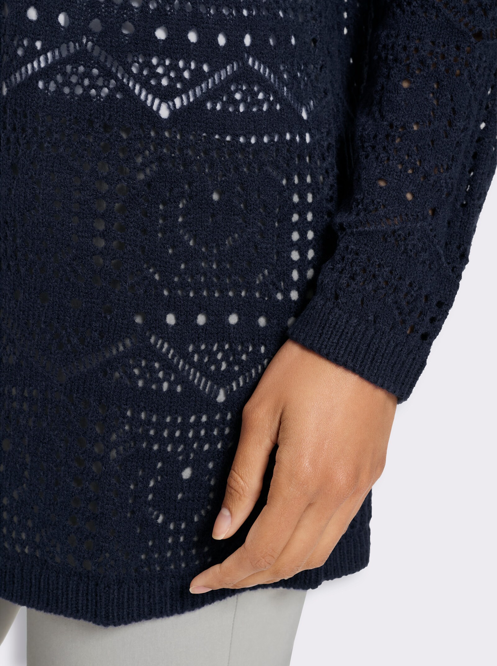 Cardigan in Ajour-Strickmuster - marine