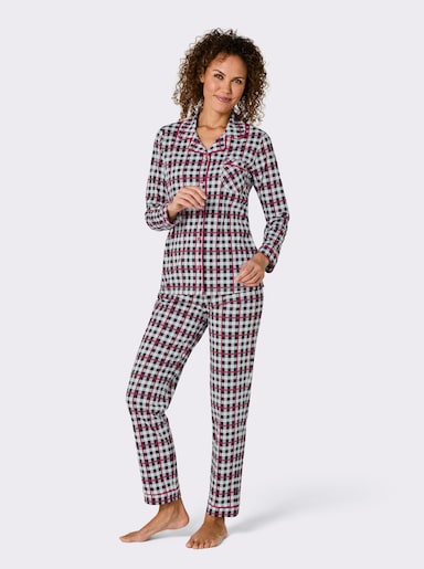 wäschepur Pyjama - schwarz-rot-kariert