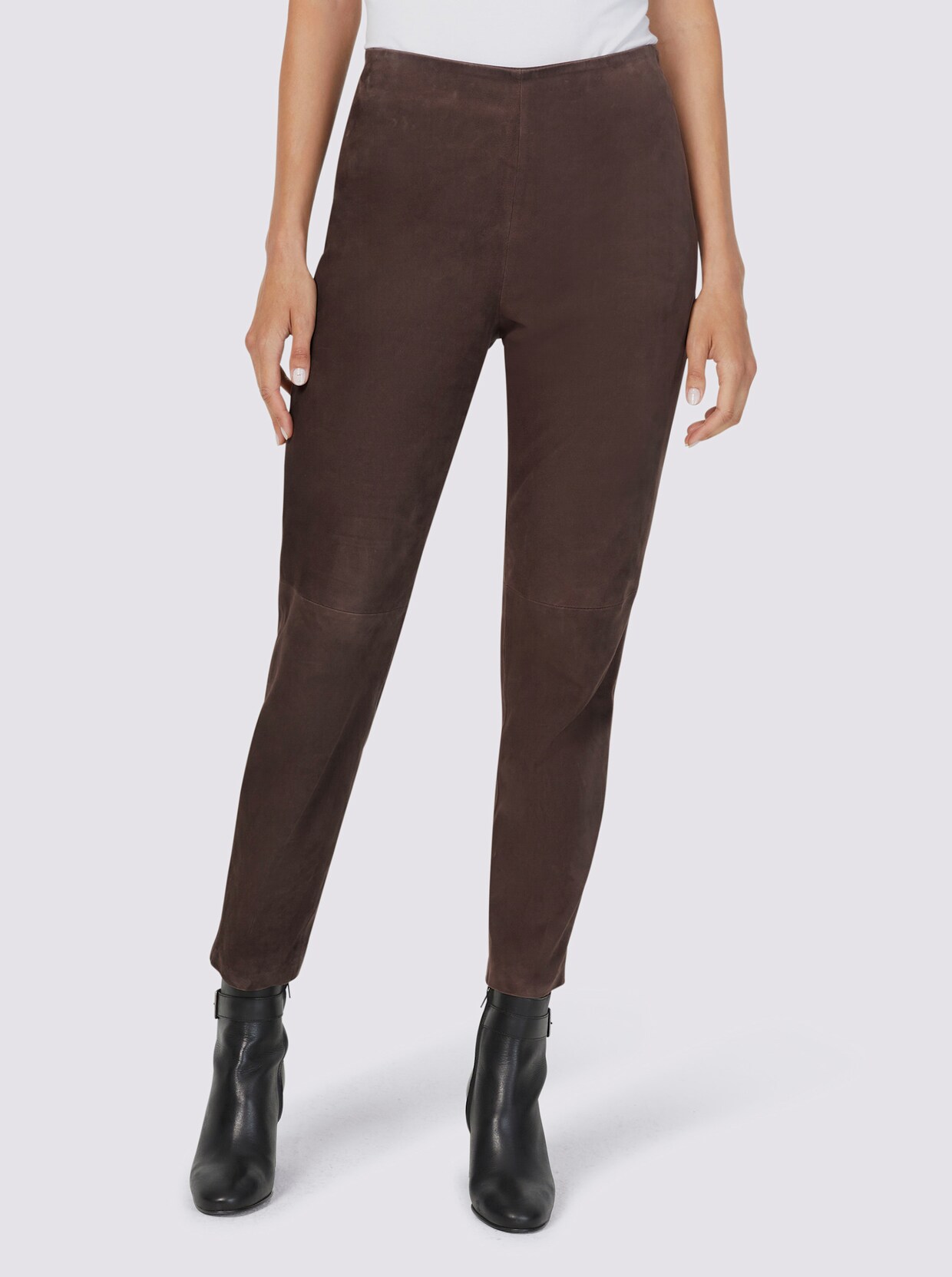 heine Pantalon en cuir - chocolat