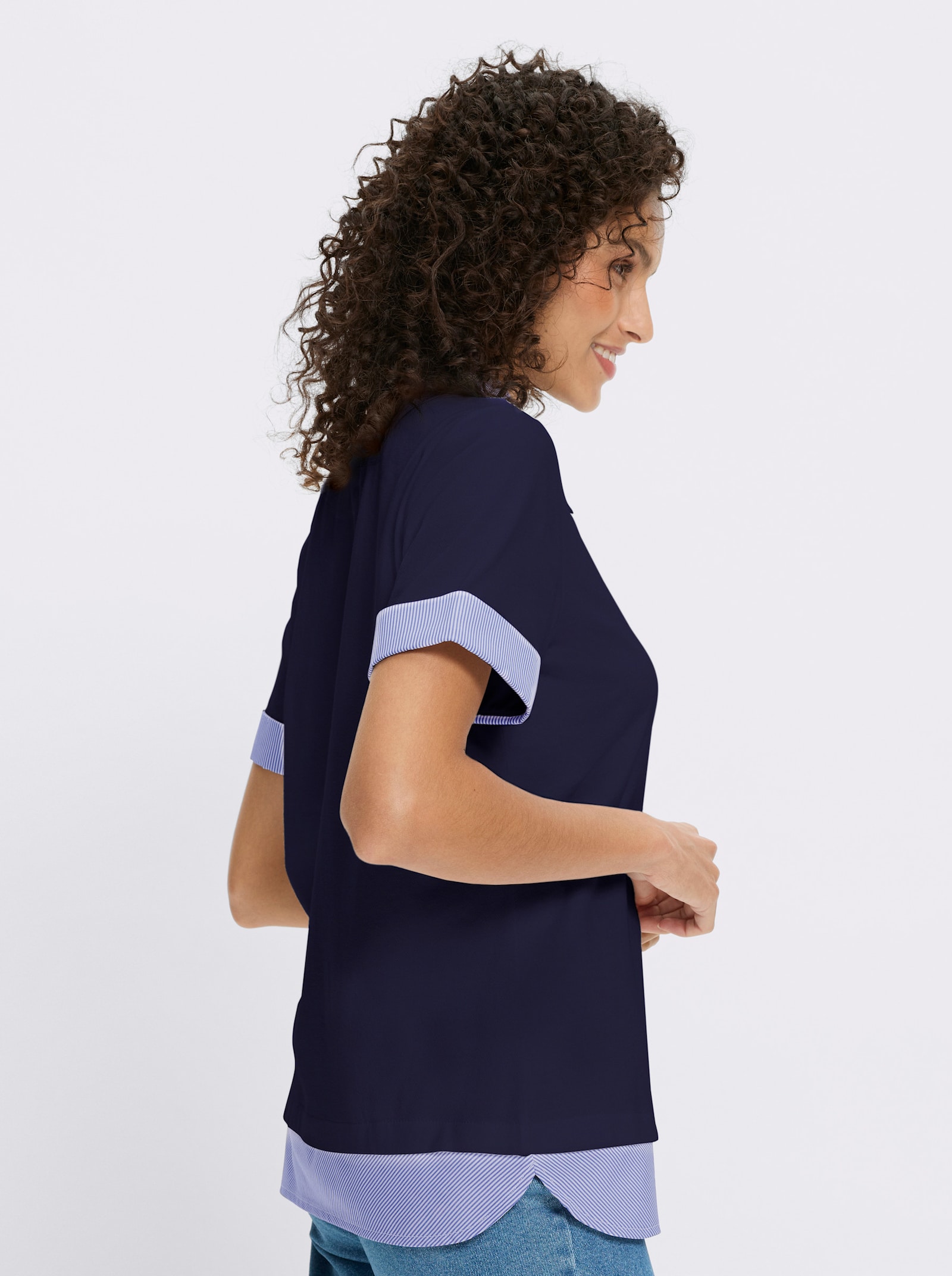 heine Poloshirt in 2-in-1-Optik - marine