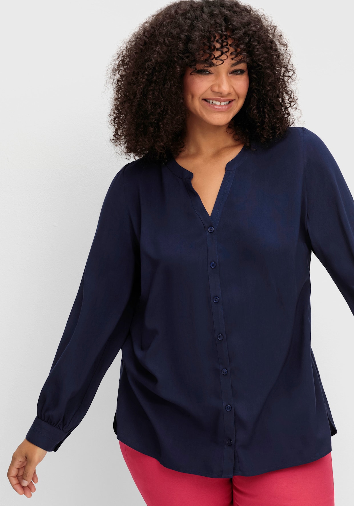 sheego Longline blouse - diepblauw