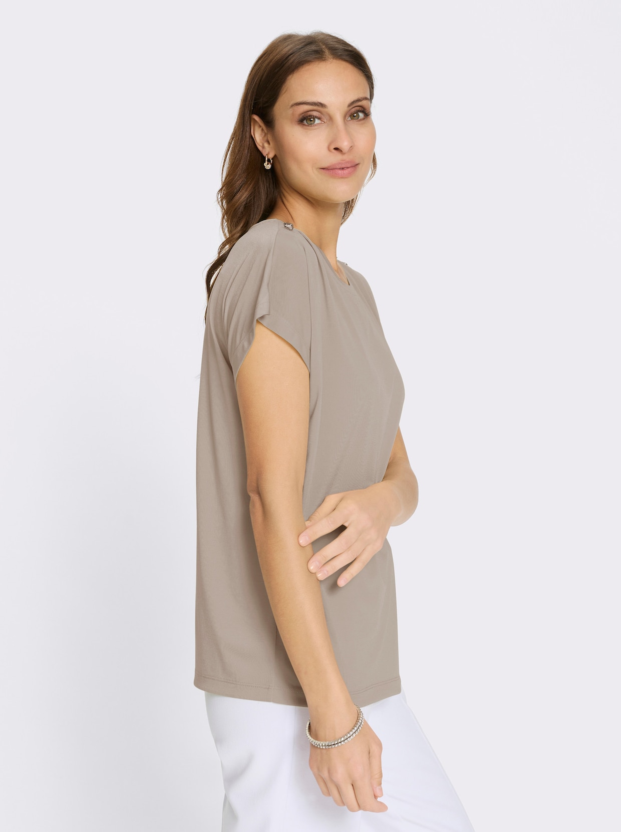 Rundhalsshirt - sesam
