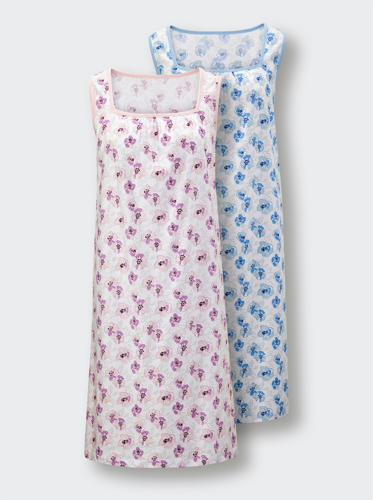 wäschepur Nachthemden - wit/roze + wit/lichtblauw