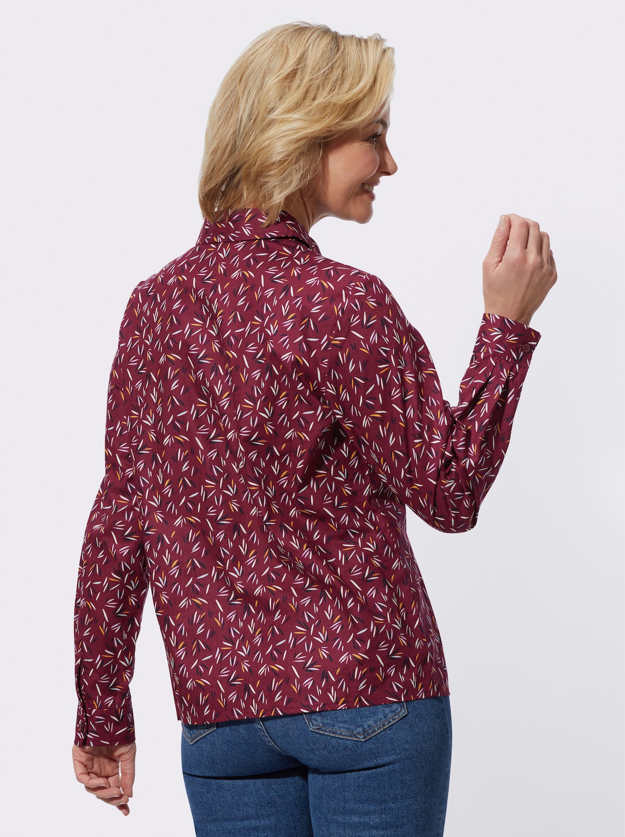 Katoenen blouse - bordeaux geprint