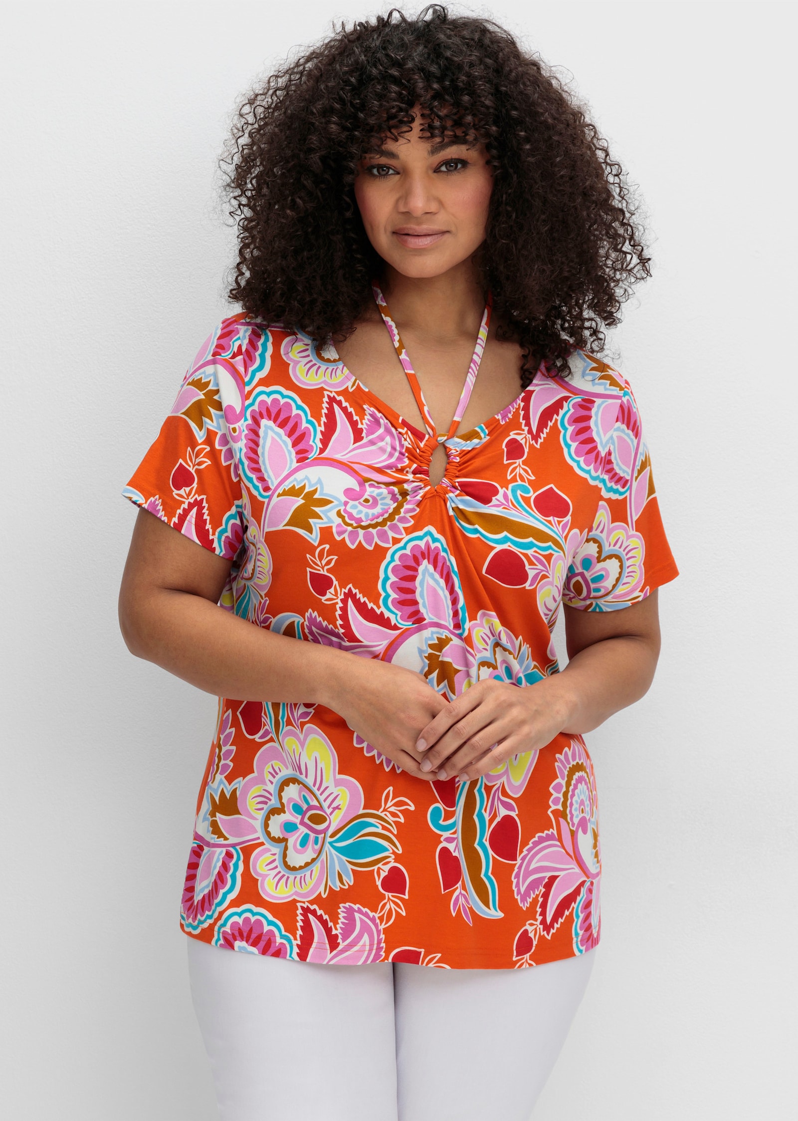 sheego by Joe Browns Neckholdershirt mit V-Cut - hummer-gemustert