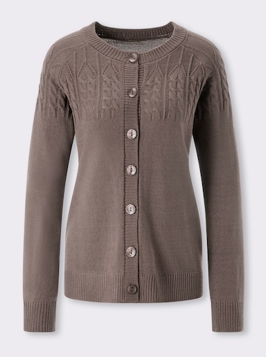Vest met kabelpatroon - donkertaupe