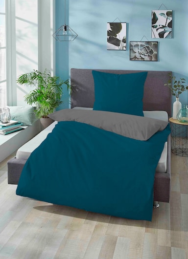 Biberna Bettwäsche - blau-grau