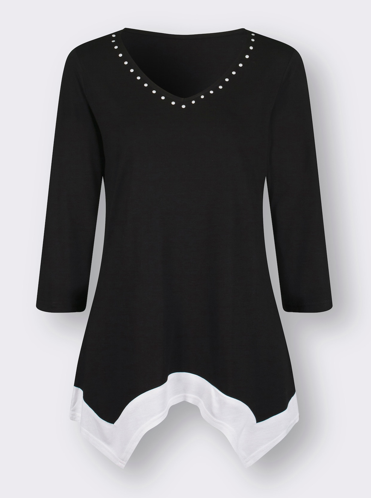 Longshirt - schwarz-weiß