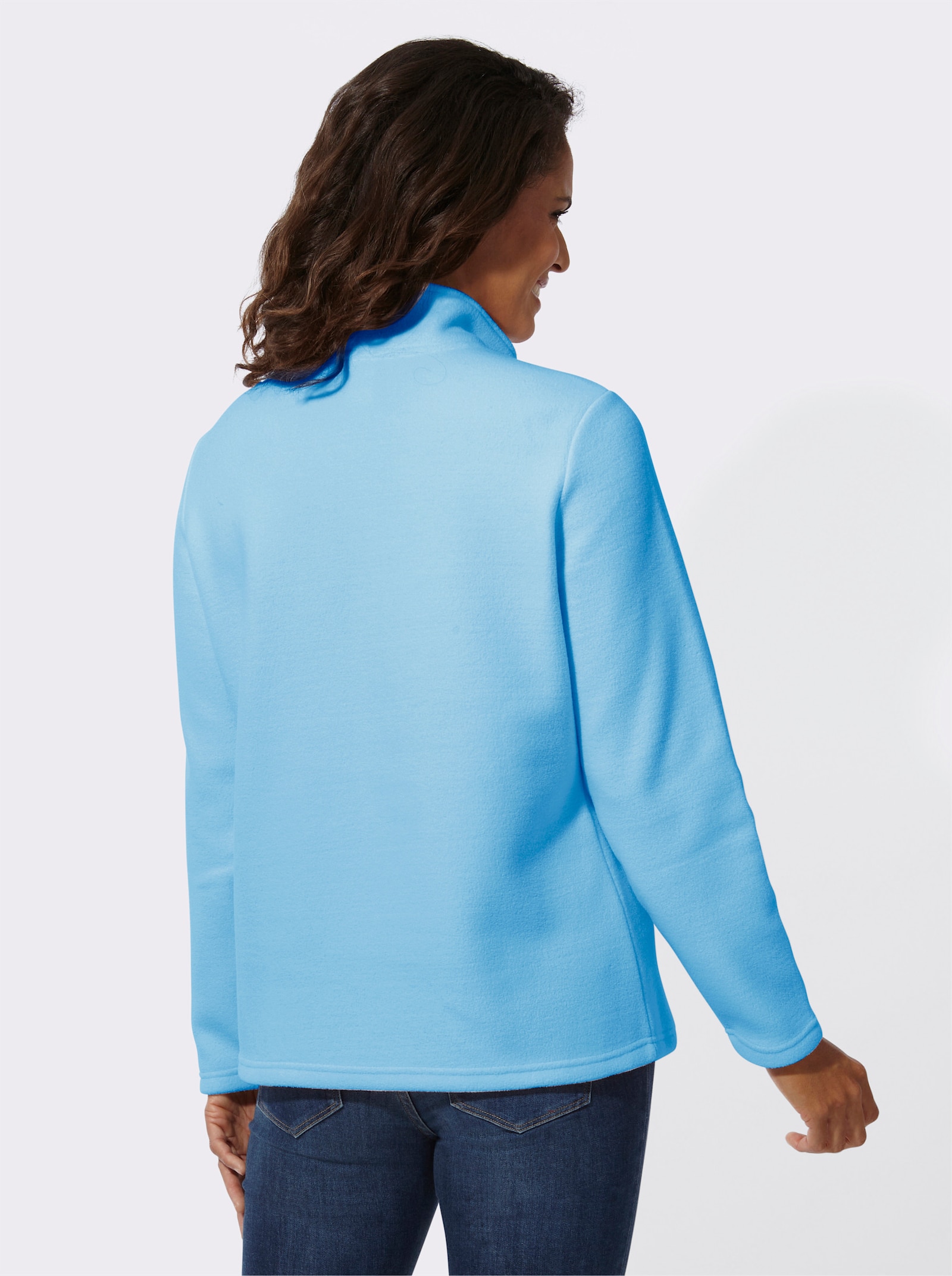 Fleeceshirt mit Ösen-Verzierung - aqua