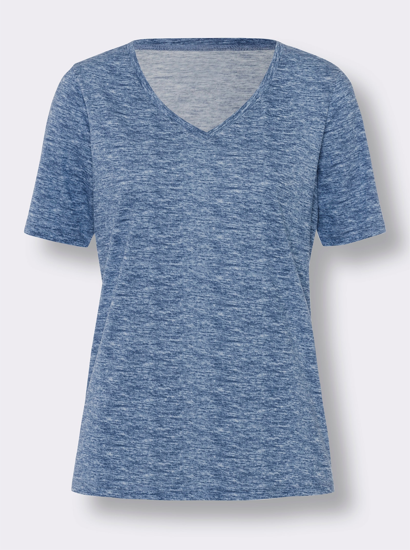 Kurzarmshirt in Melange-Optik - jeansblau-meliert