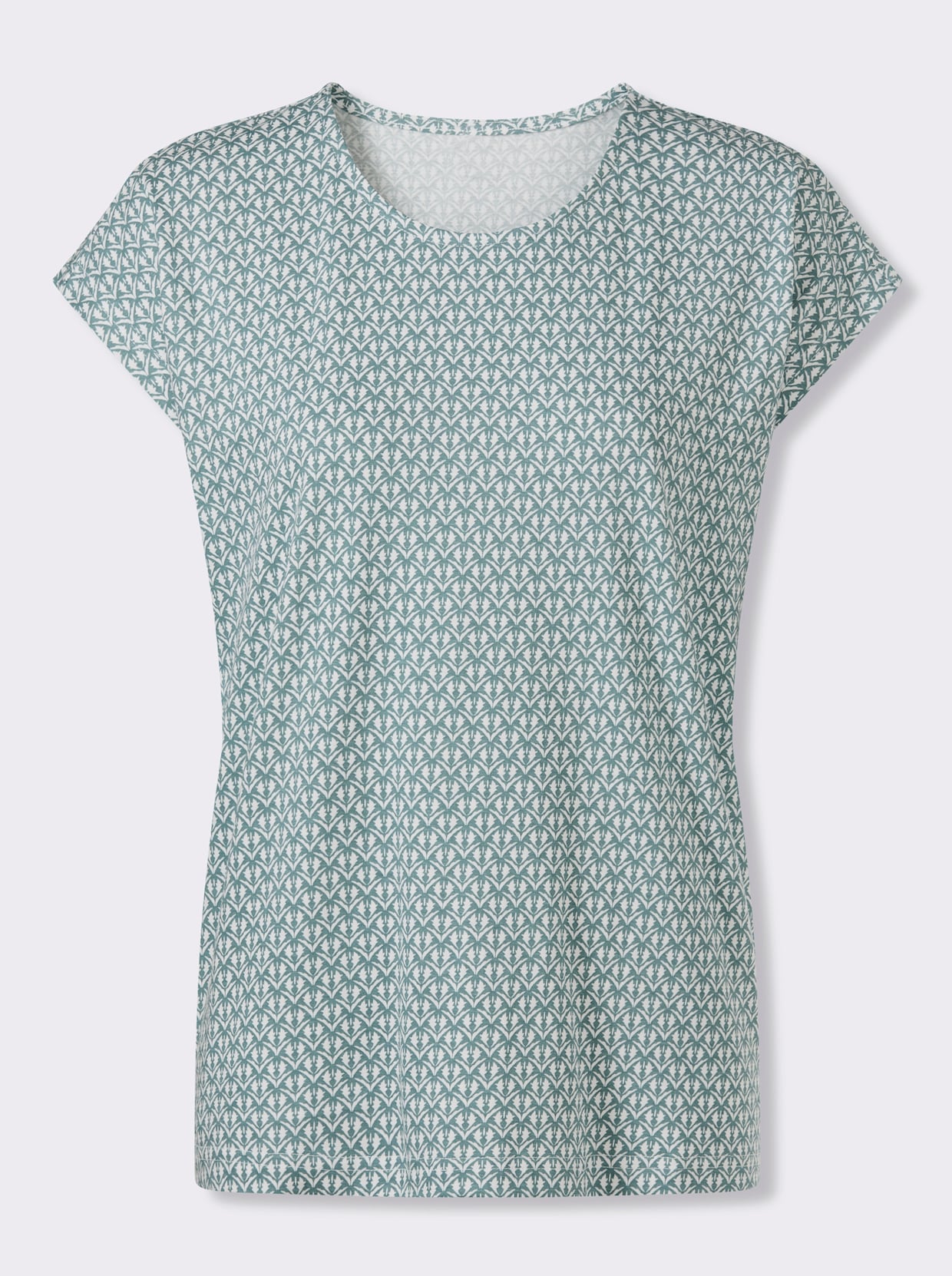 Rundhalsshirt mit Minimaldessin - jade-ecru-bedruckt