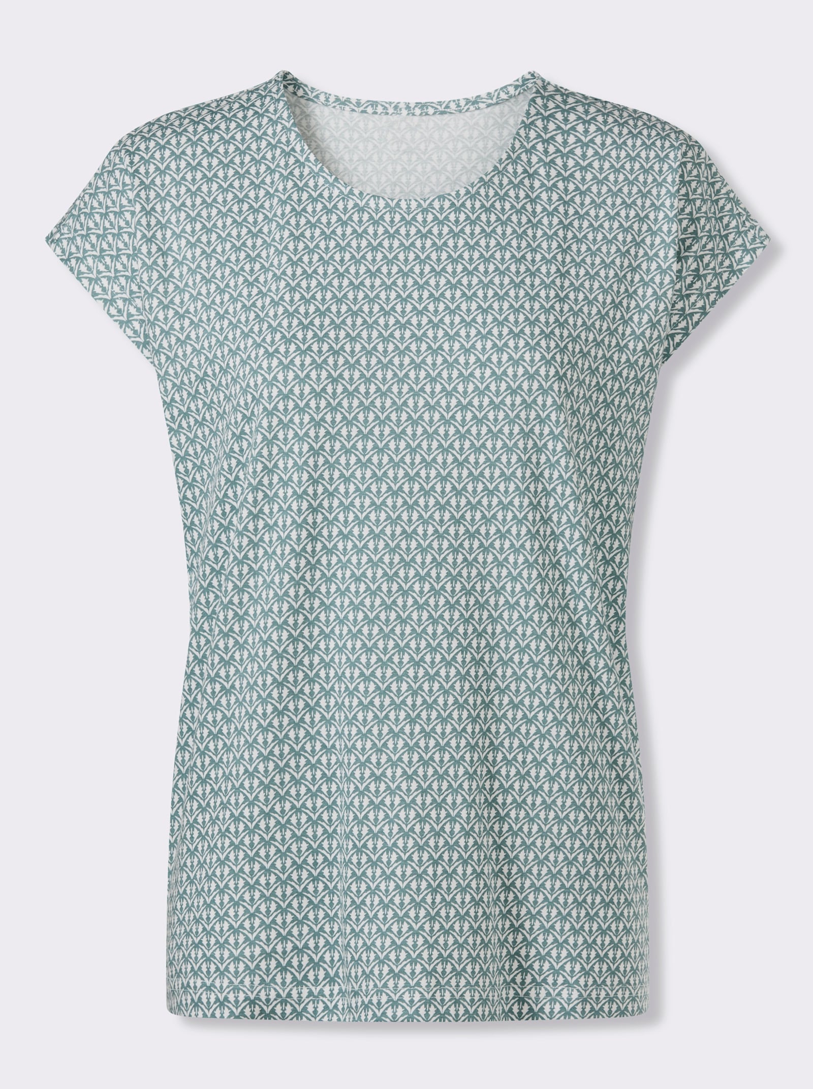Rundhalsshirt mit Minimaldessin - jade-ecru-bedruckt