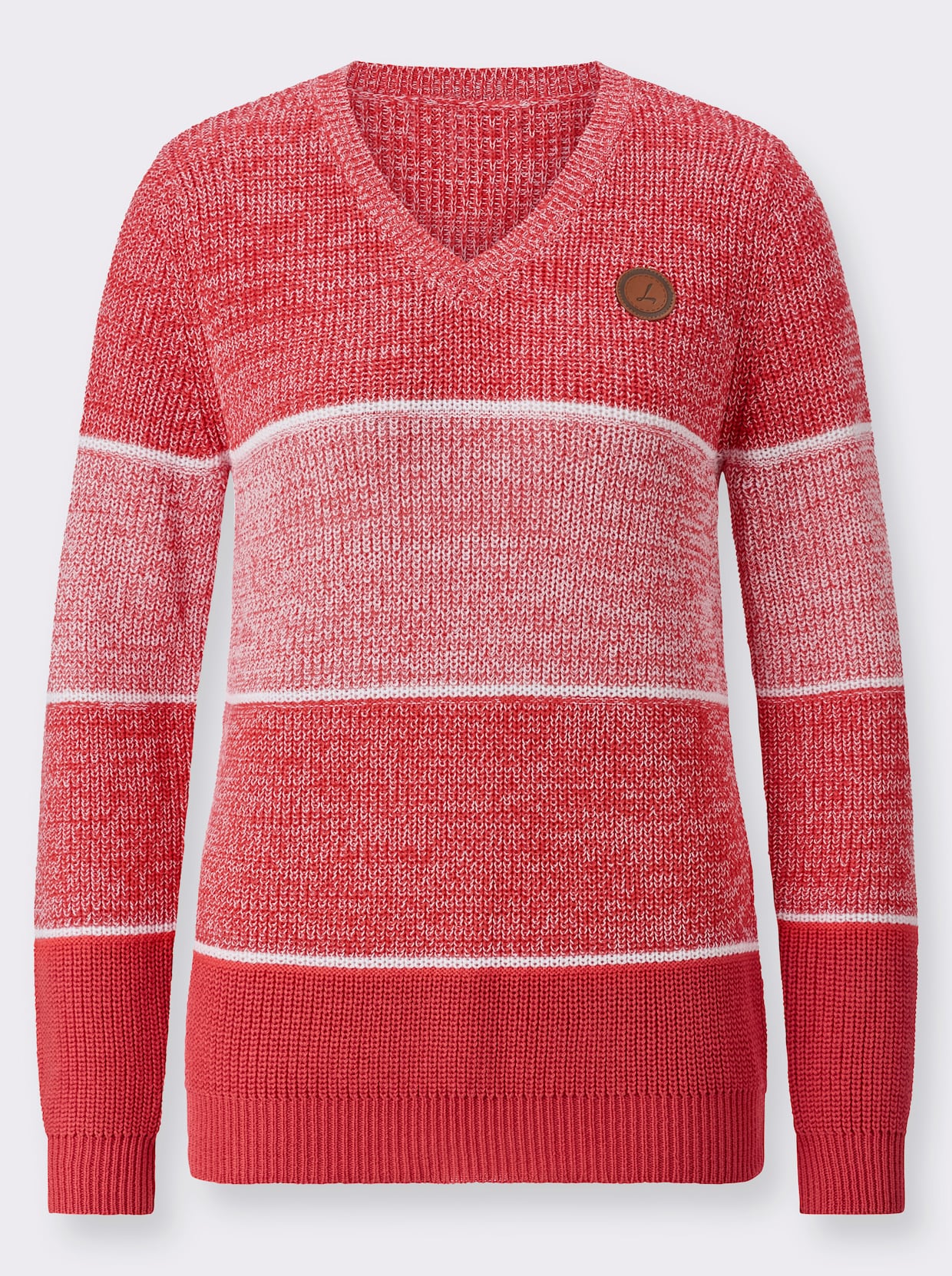 Pullover - langoustine/wit gemêleerd