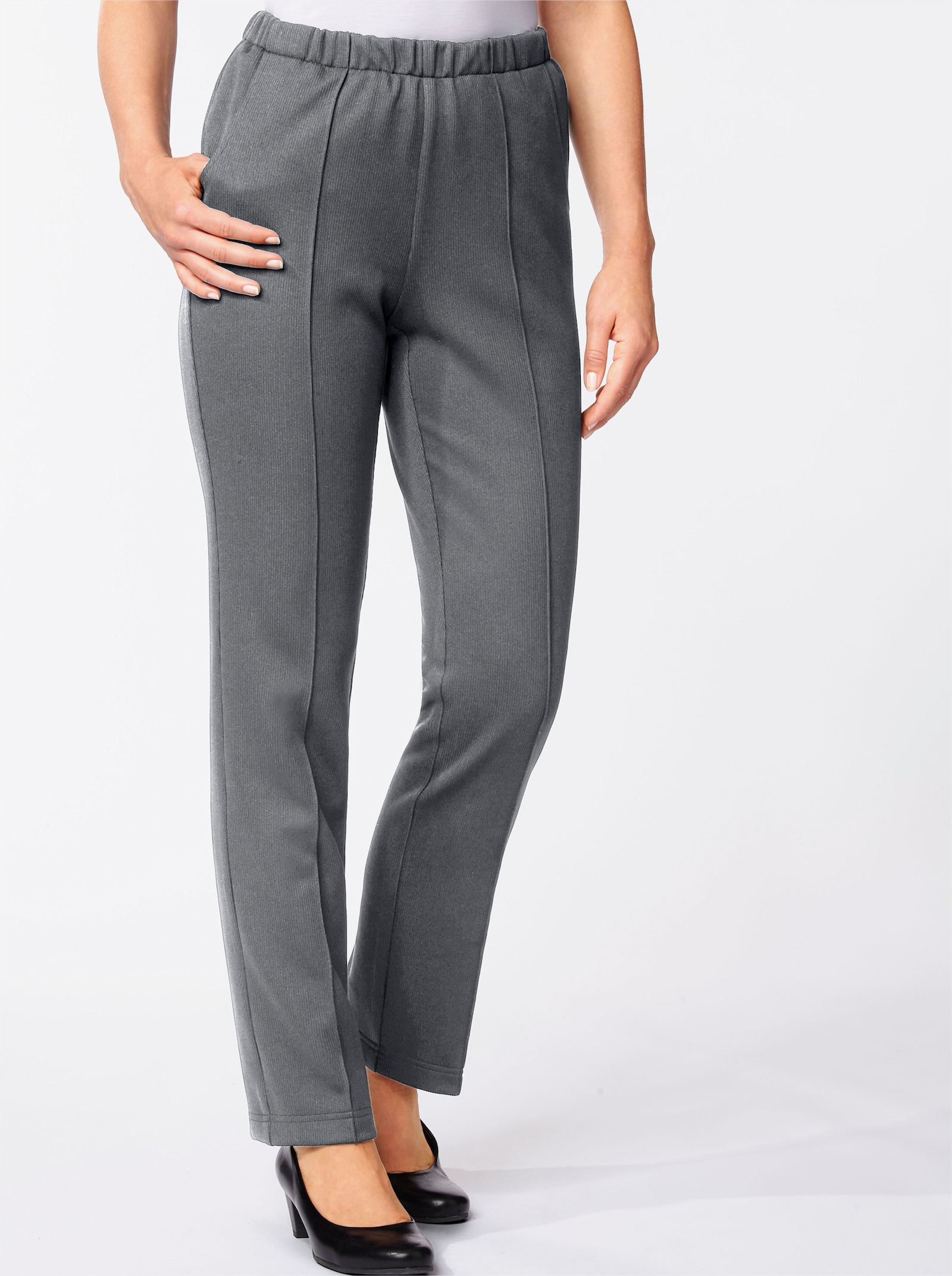 Jerseyhose in Ripp-Qualität - grau