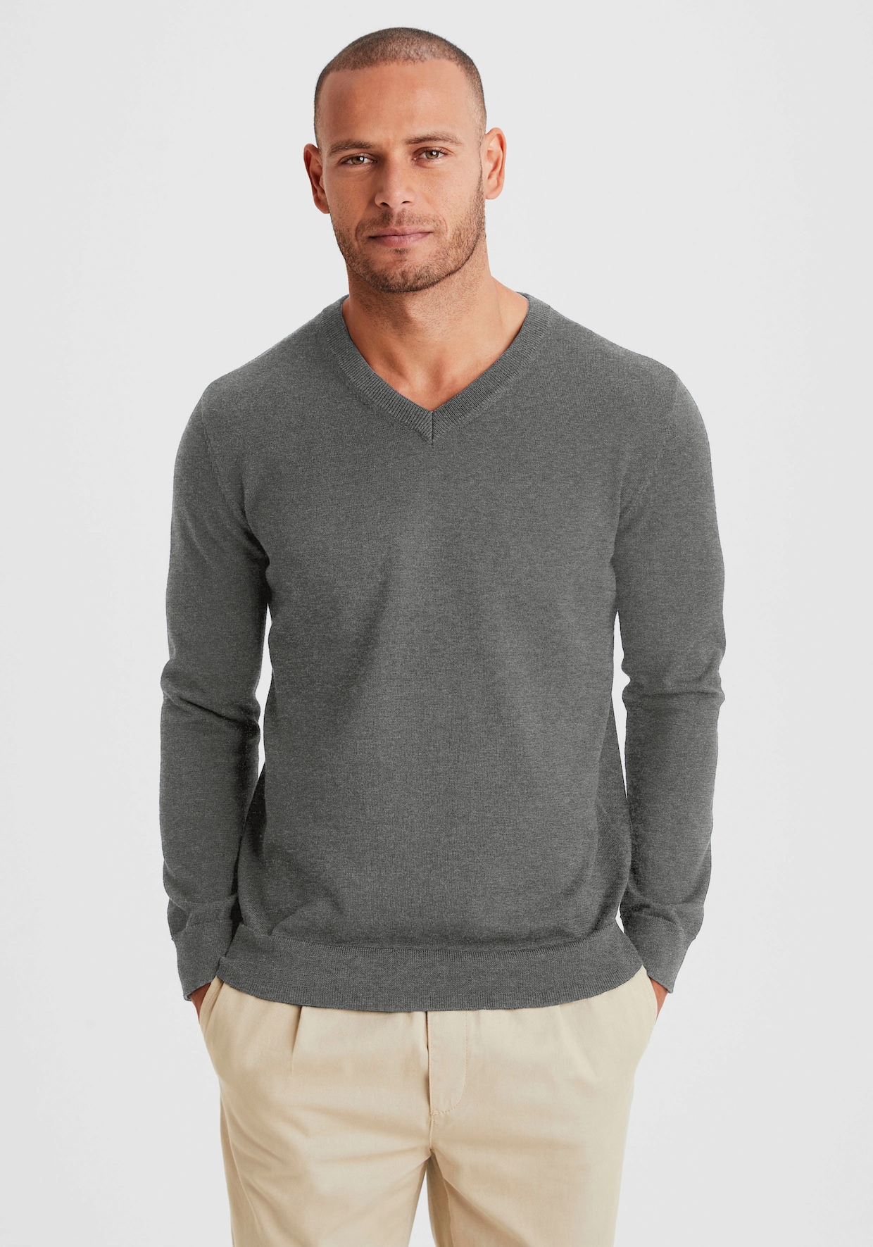 H.I.S Strickpullover - dunkelgrau-meliert