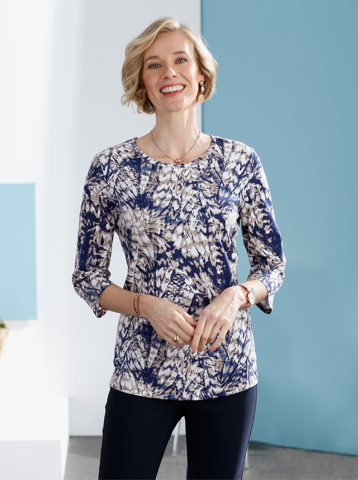 Shirt met print - nachtblauw geprint