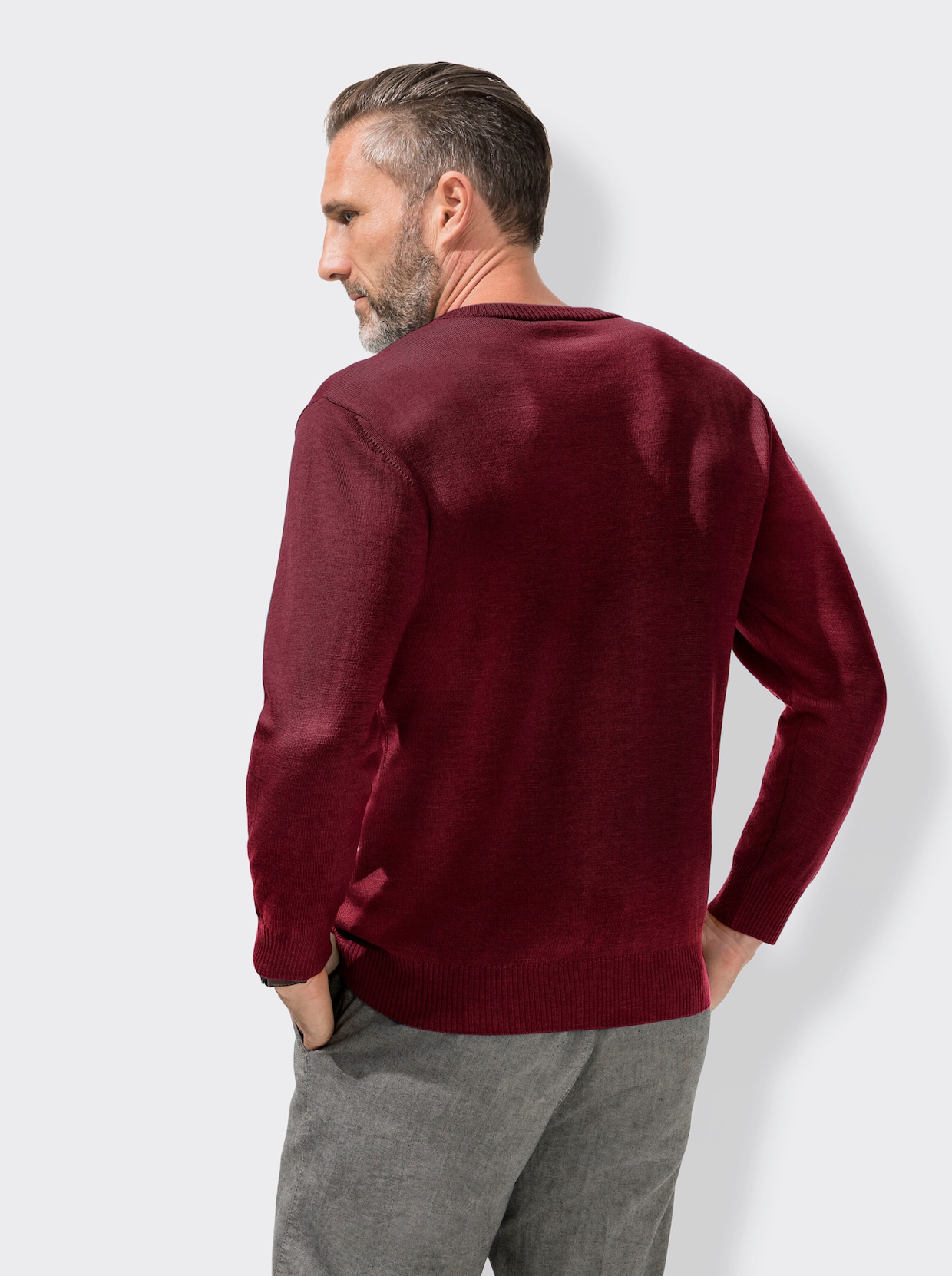 Marco Donati Pullover met V-hals - bordeaux