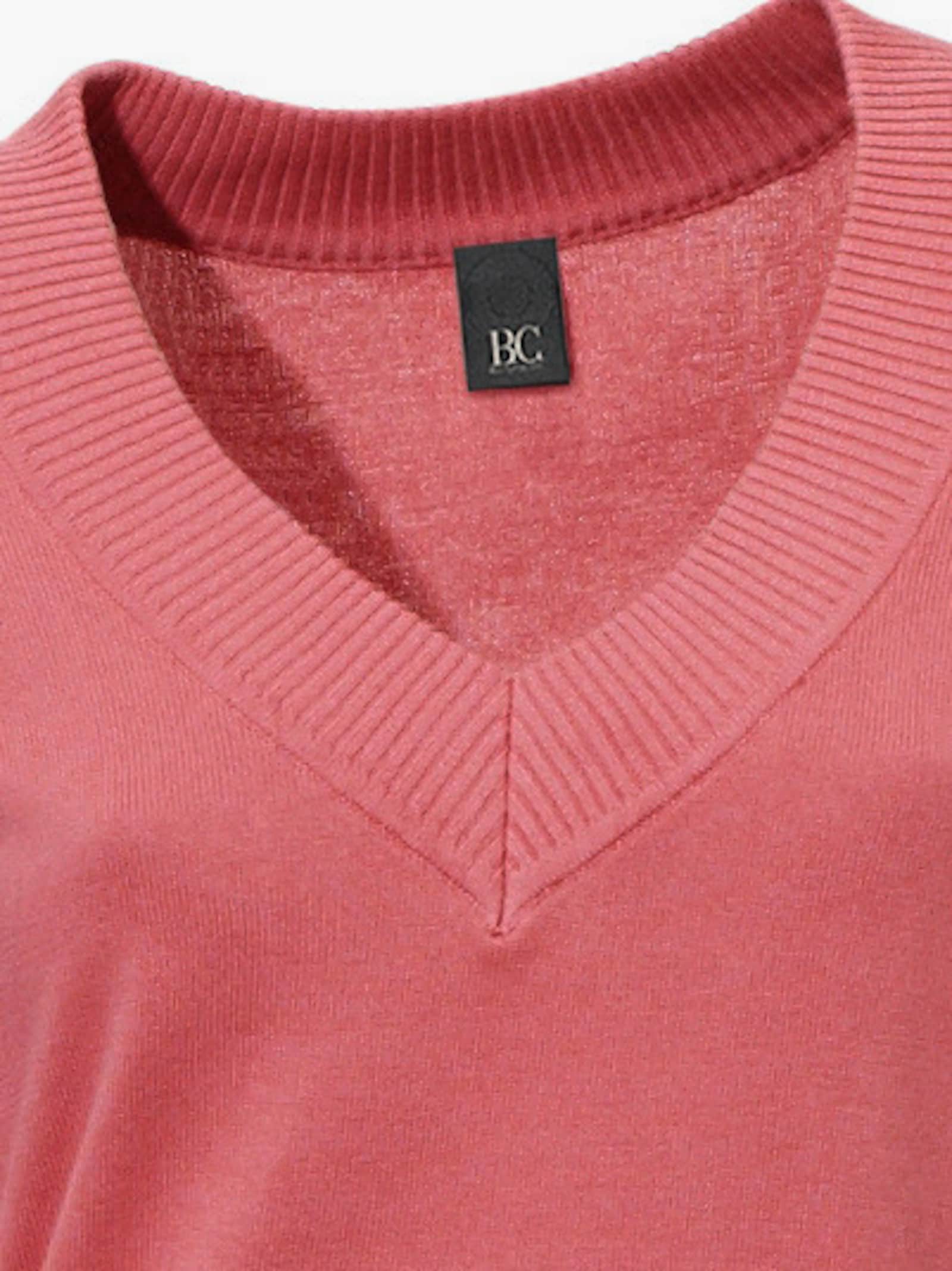 heine V-Ausschnitt-Pullover aus reiner Baumwolle - koralle