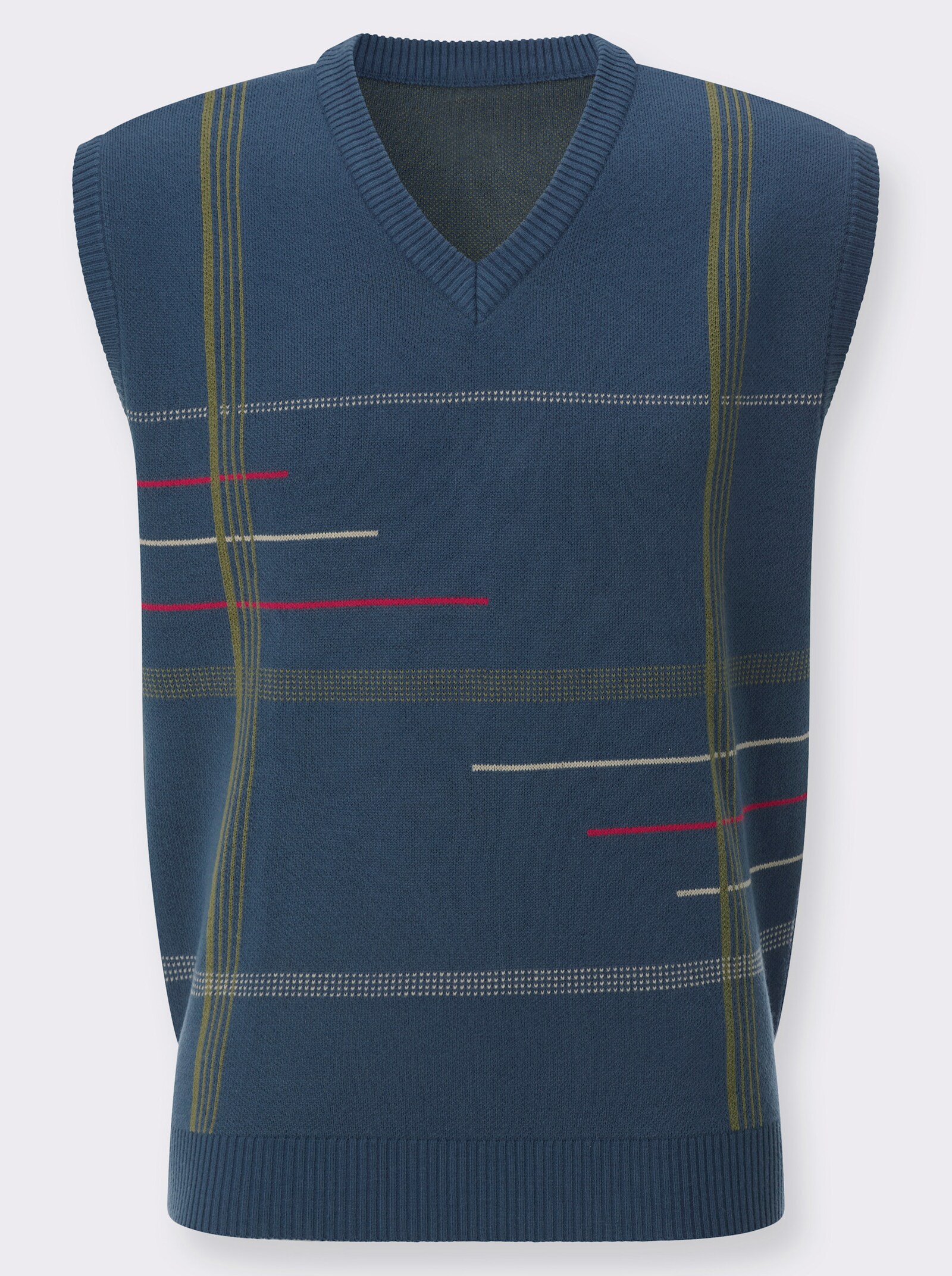 Pullunder mit grafischem Strickmuster - dunkelblau-gemustert