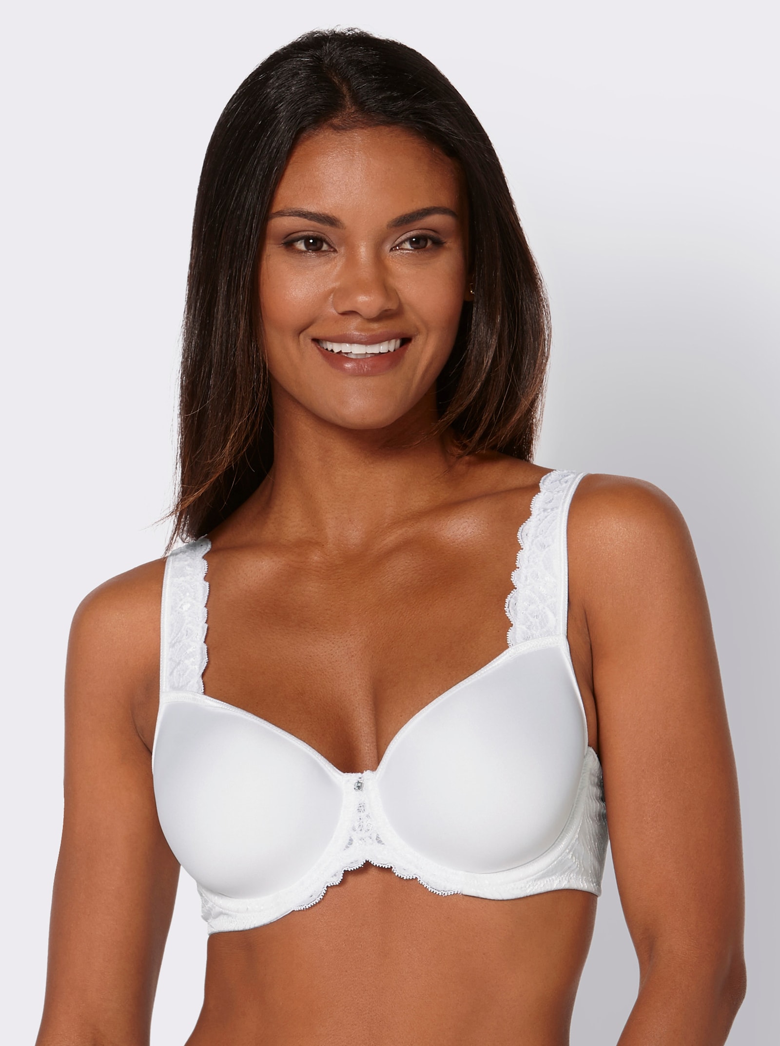 Viania Vadderad BH med bygel och spets - vit