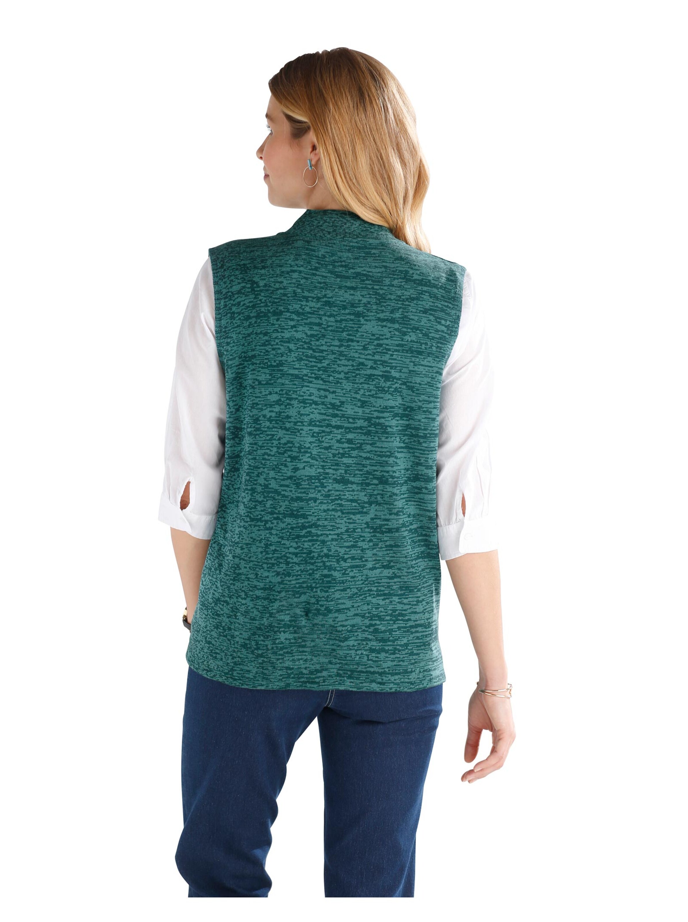 Strickweste - petrol-meliert