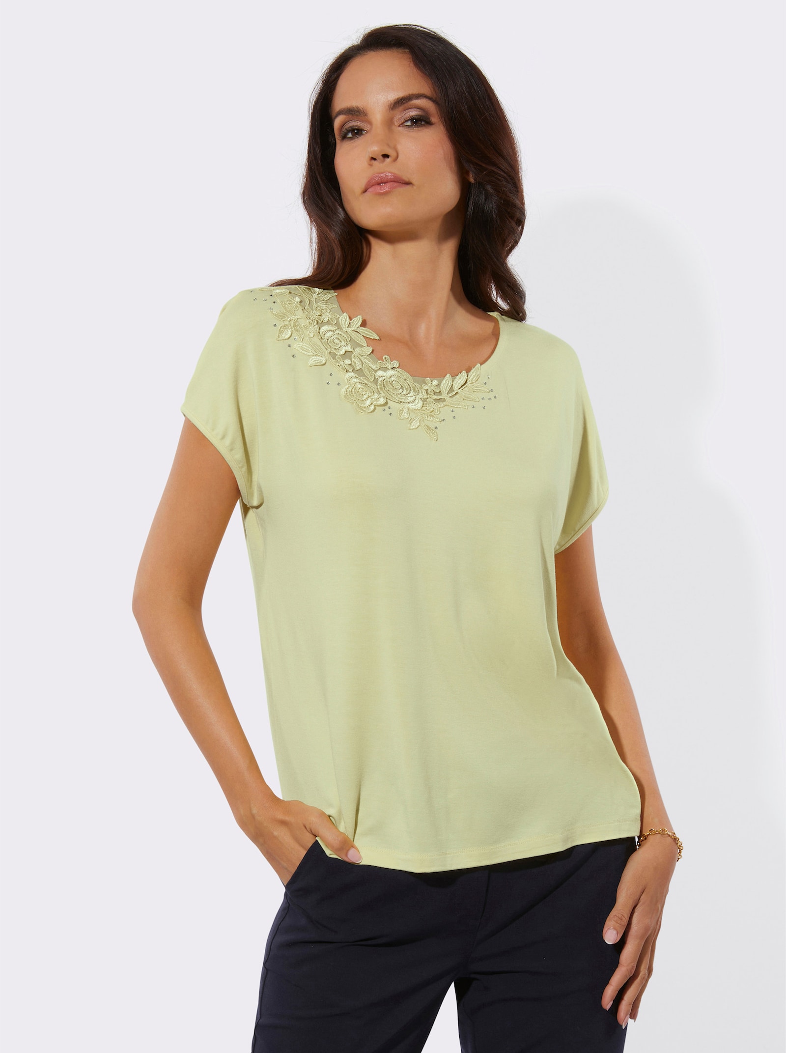 Kurzarmshirt mit Modal - pistazie