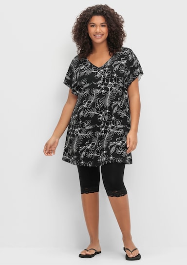 sheego Shirt + Leggings - schwarz-weiß