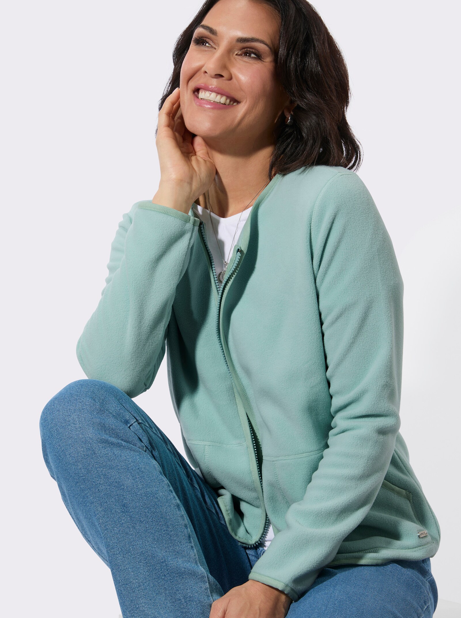 Fleecejacke mit Antipilling-Ausrüstung - kalkmint