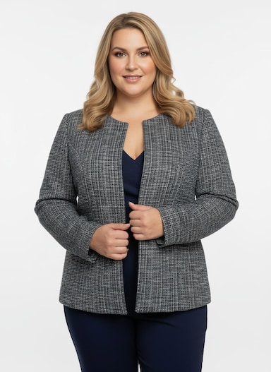 Bouclé-Blazer mit Effektgarn - marine-meliert