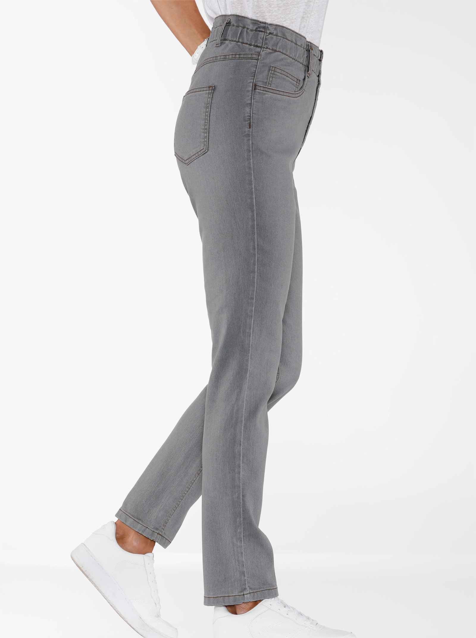 Jeans im Paperbag-Schnitt - grey-denim