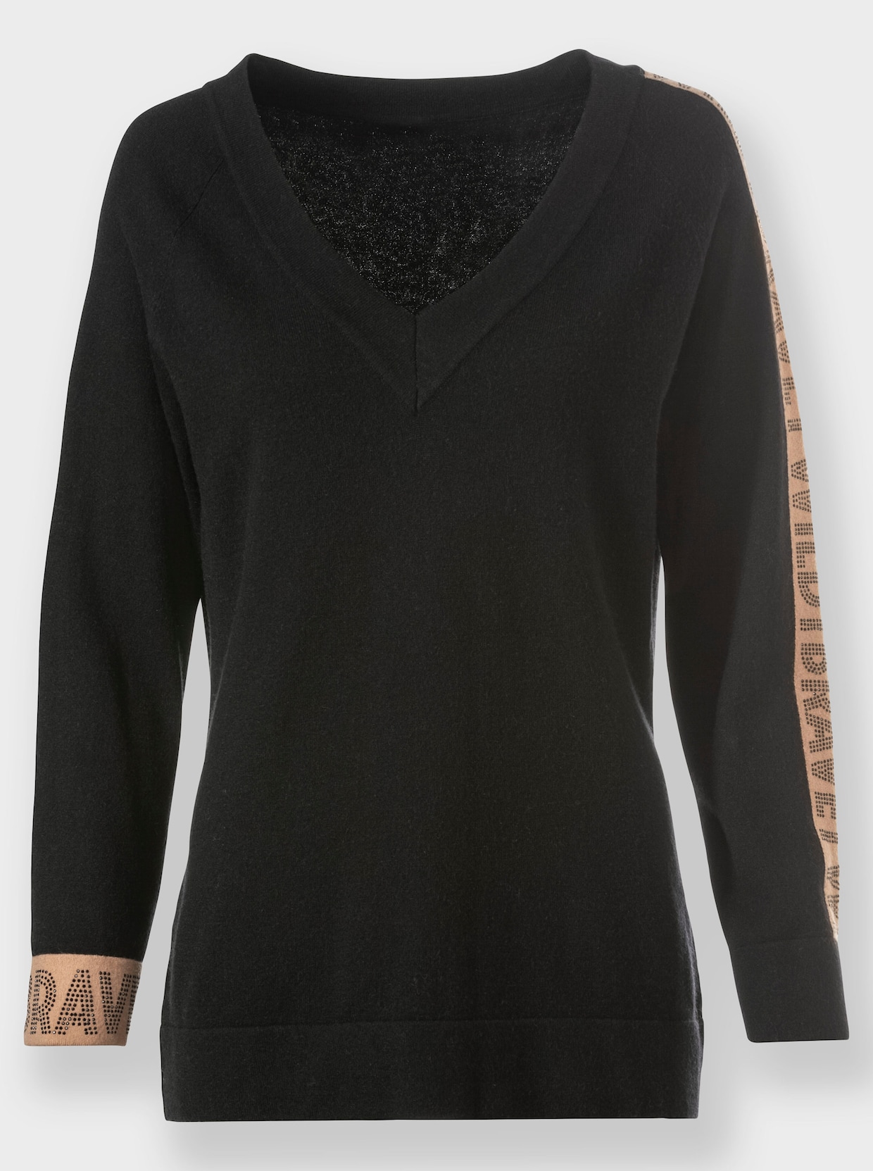 heine Pullover met V-hals - zwart