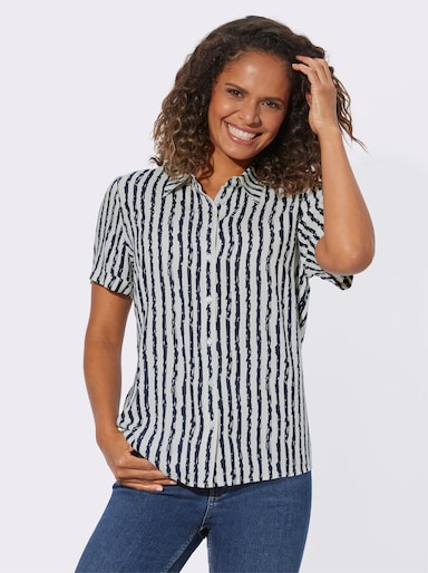 Bluse - marine-ecru-gestreift