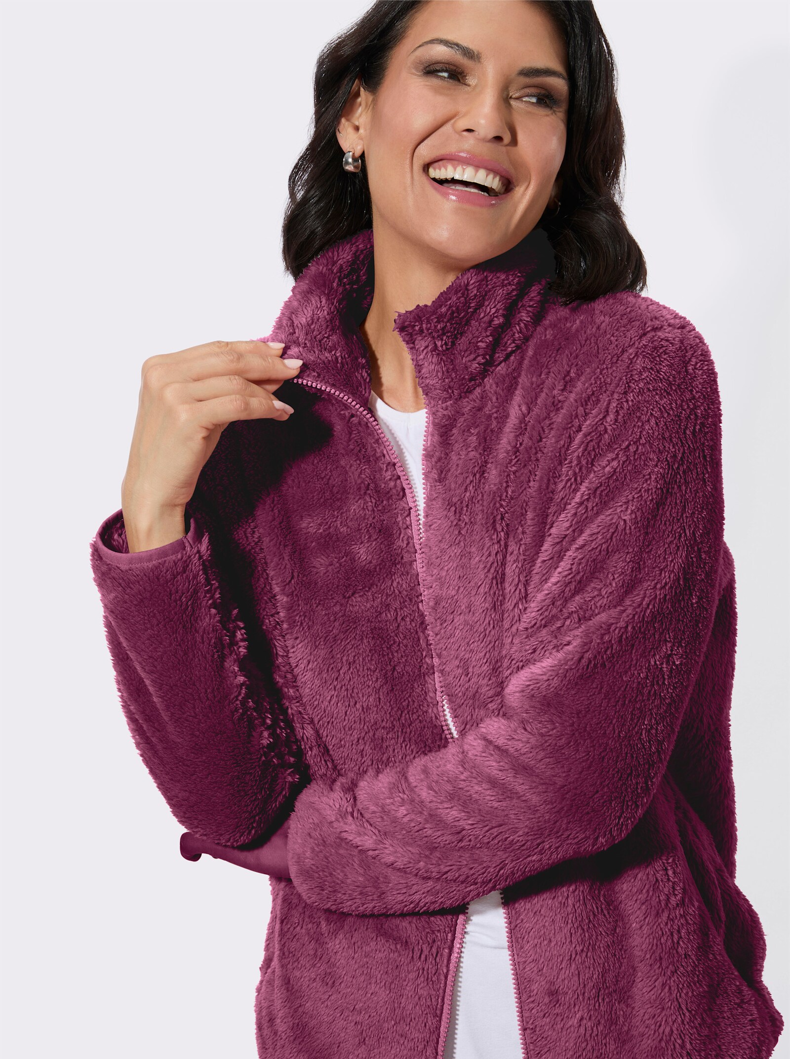 Fleecejacke in Teddy-Optik - malve