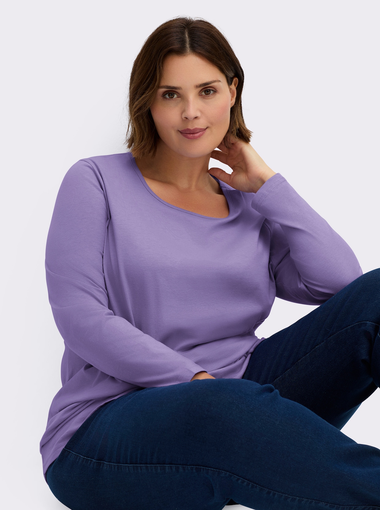 Langarmshirt in weiter Form - lavendel