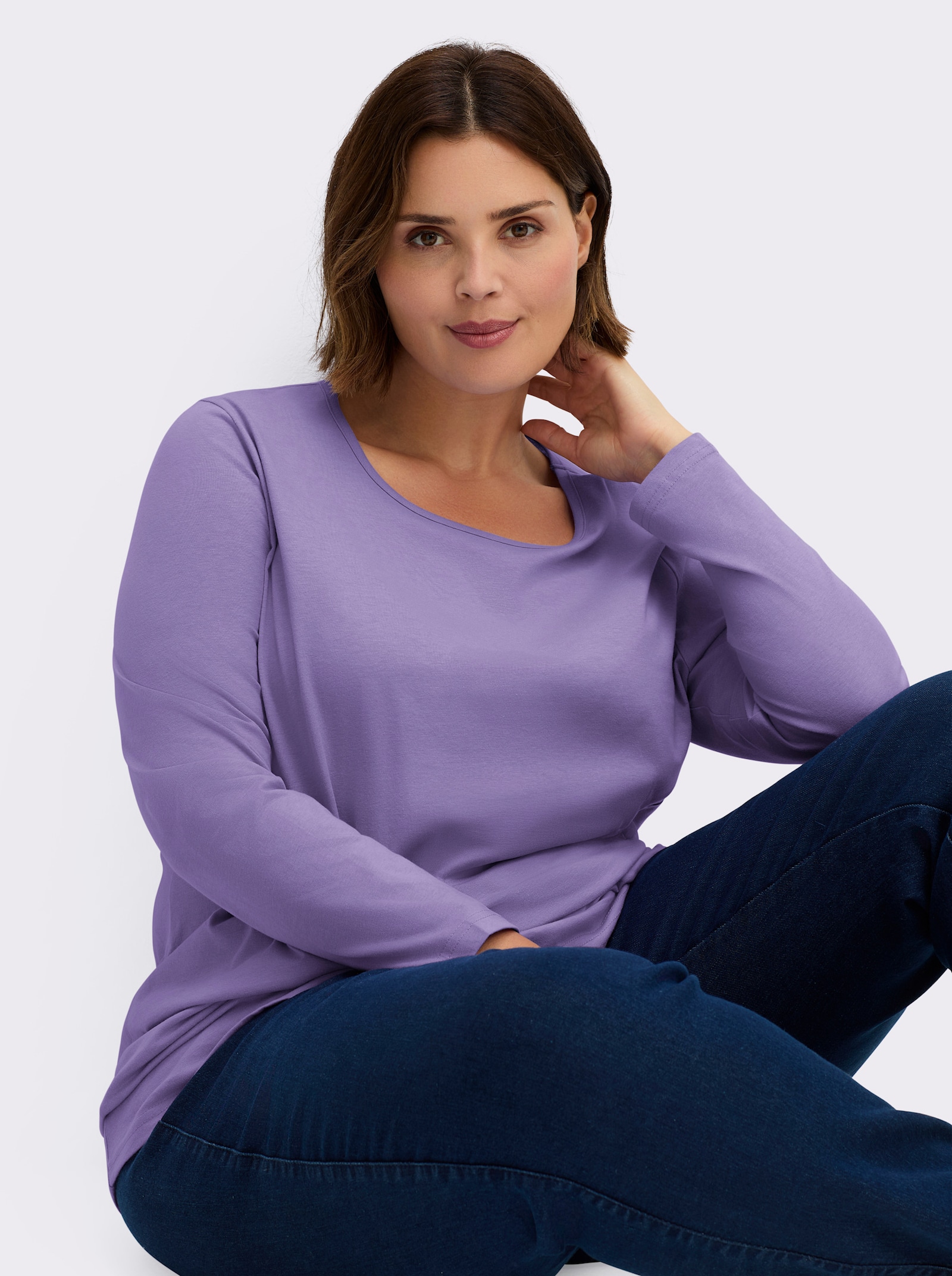 Langarmshirt in weiter Form - lavendel