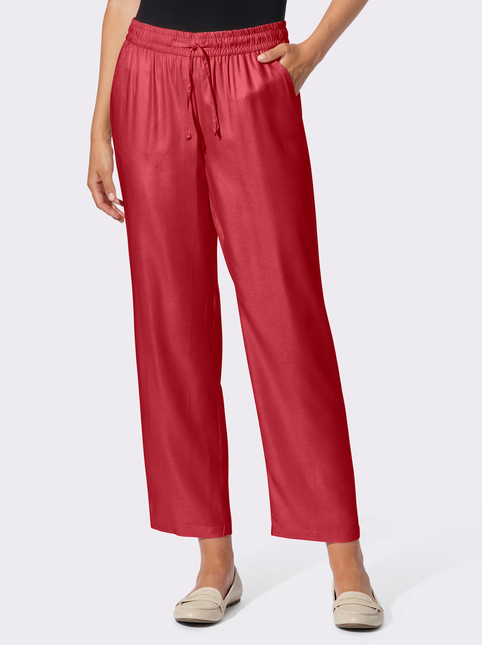 Schlupfhose in strukturierter Qualität - erdbeere