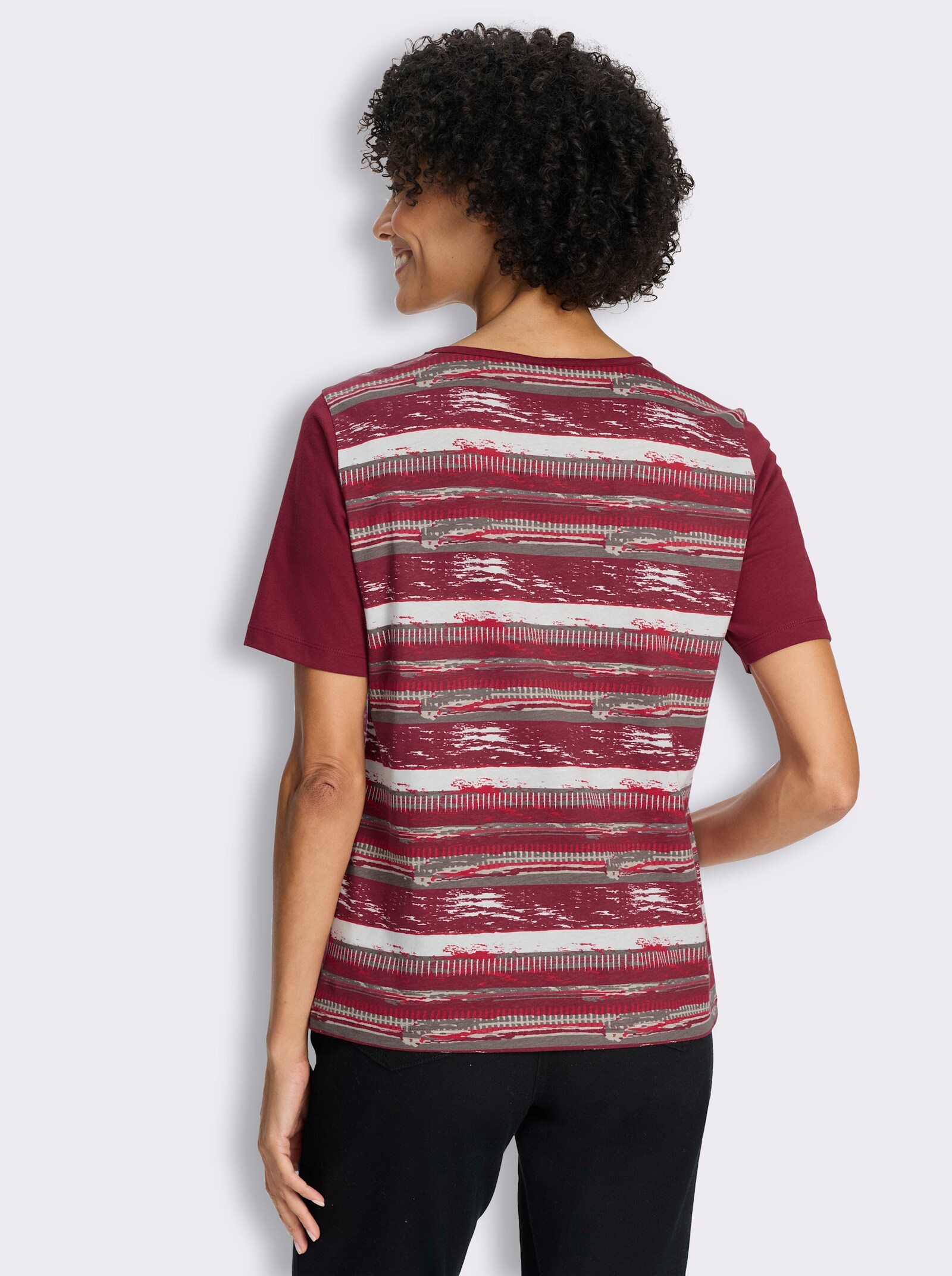 Kurzarmshirt im modischen Streifenmuster - erdbeere-bedruckt