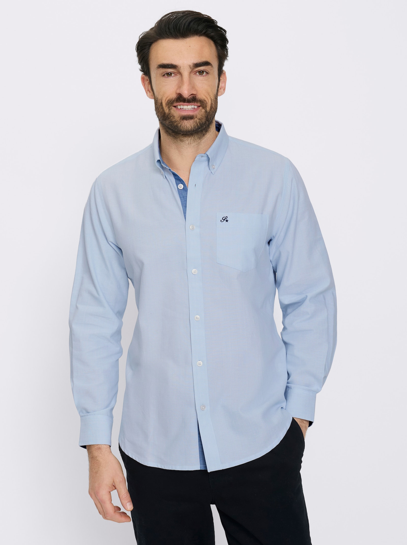 Marco Donati Langarmhemd - hellblau-meliert