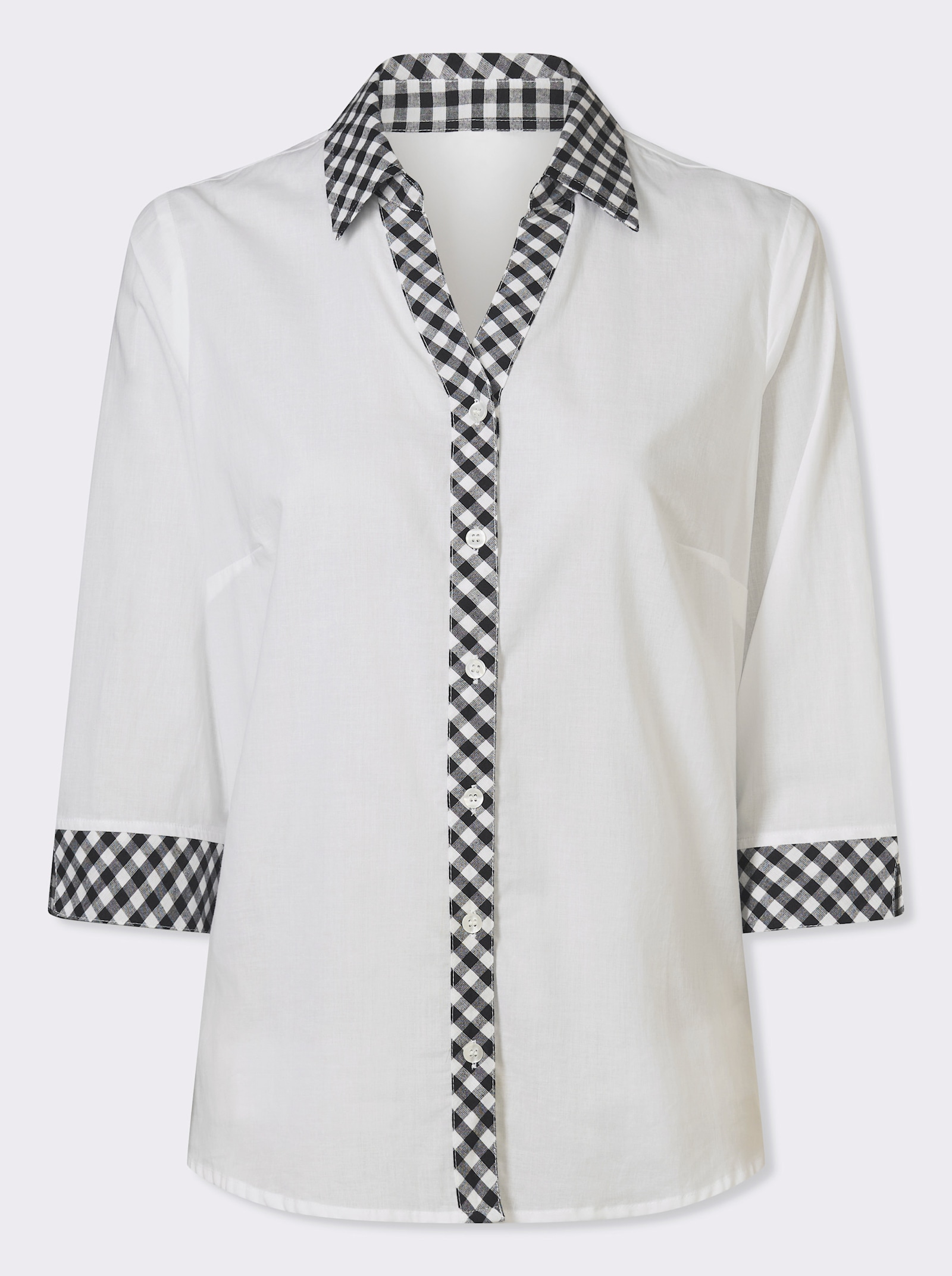 Klasická blúzka, otv.košeľový golier - bielo-čierna