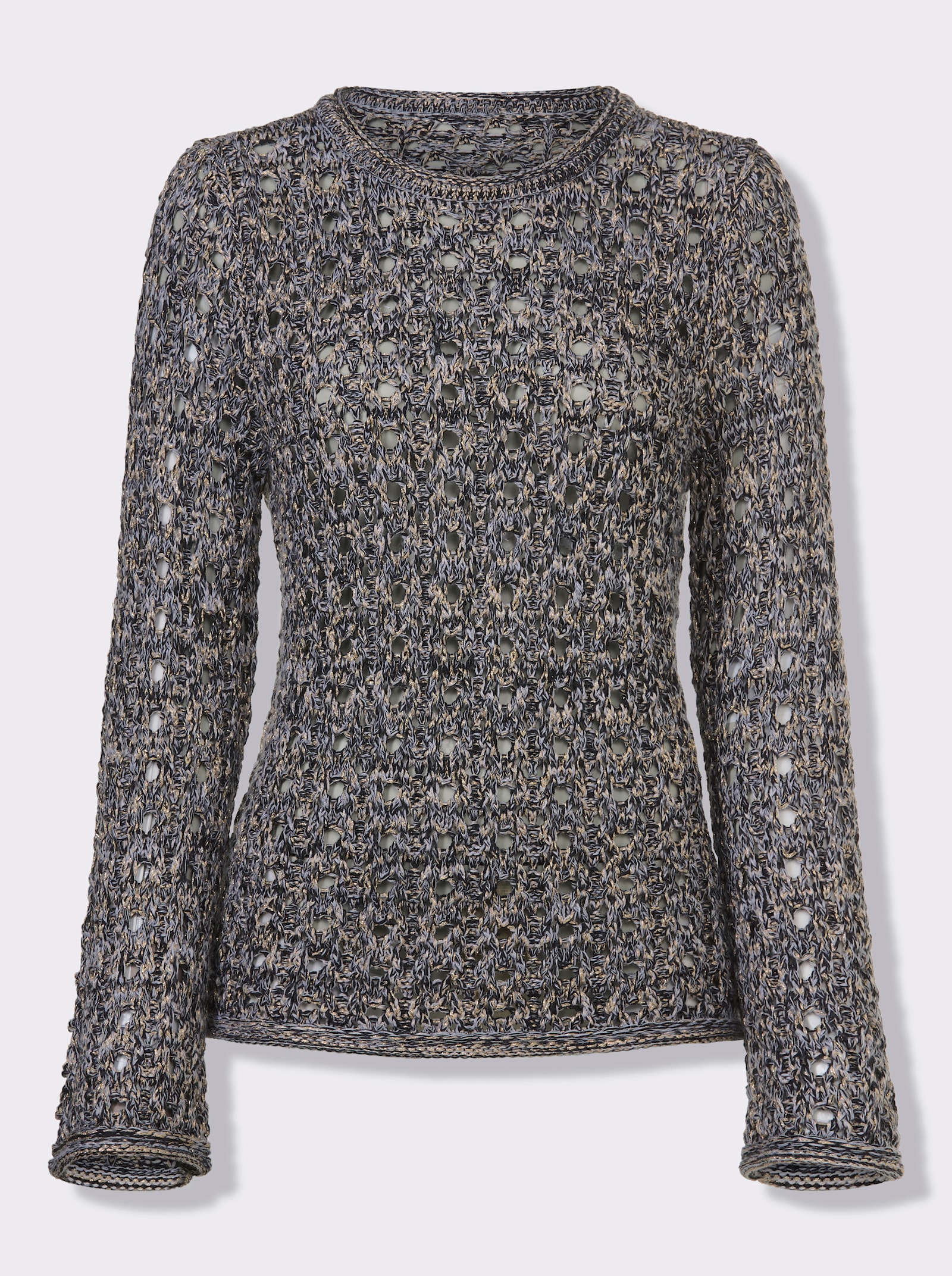 heine Ajourpullover - schwarz-weiß-gemustert