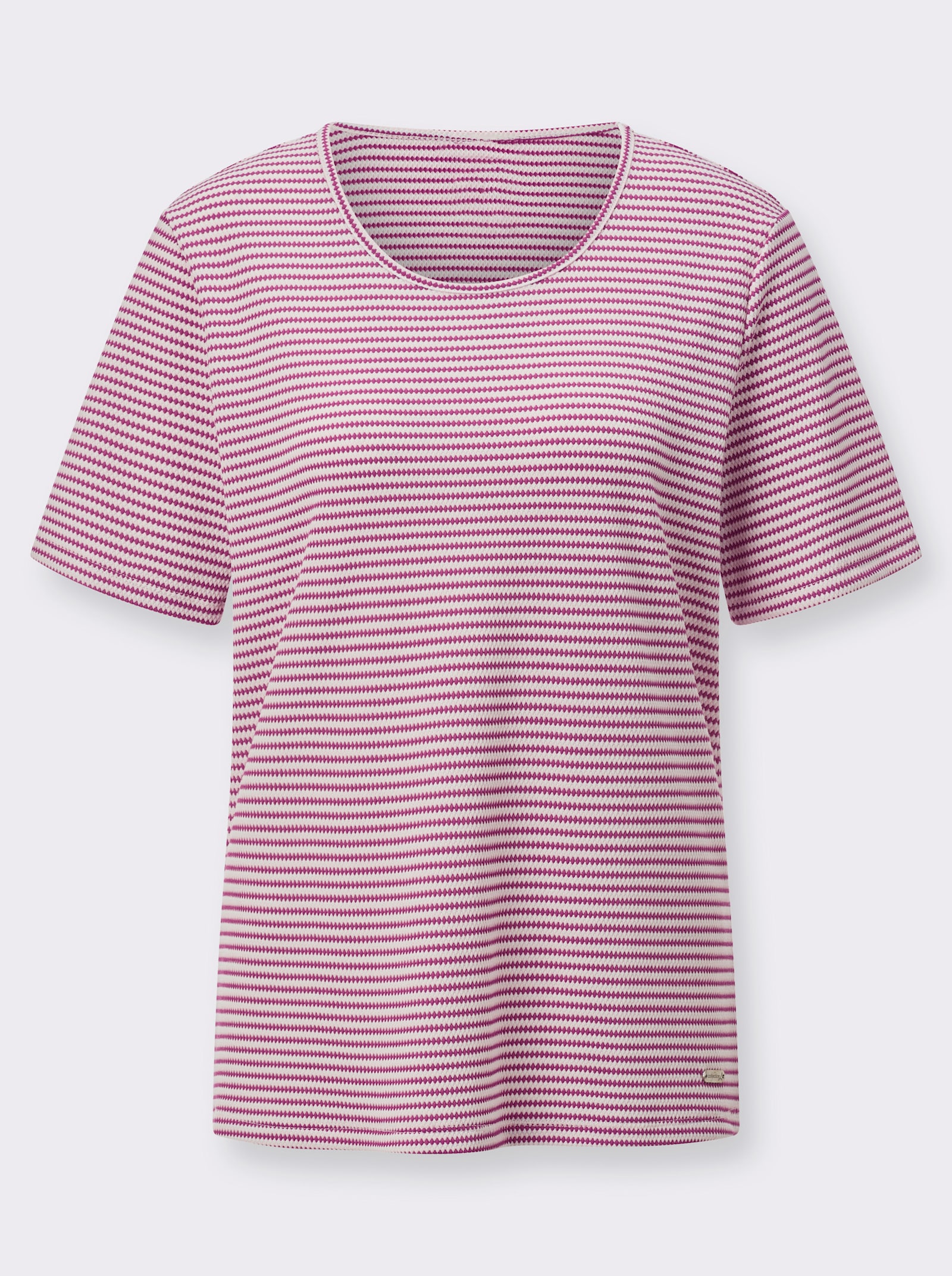 Shirt met korte mouwen in jacquarddessin - heide/wit gedessineerd