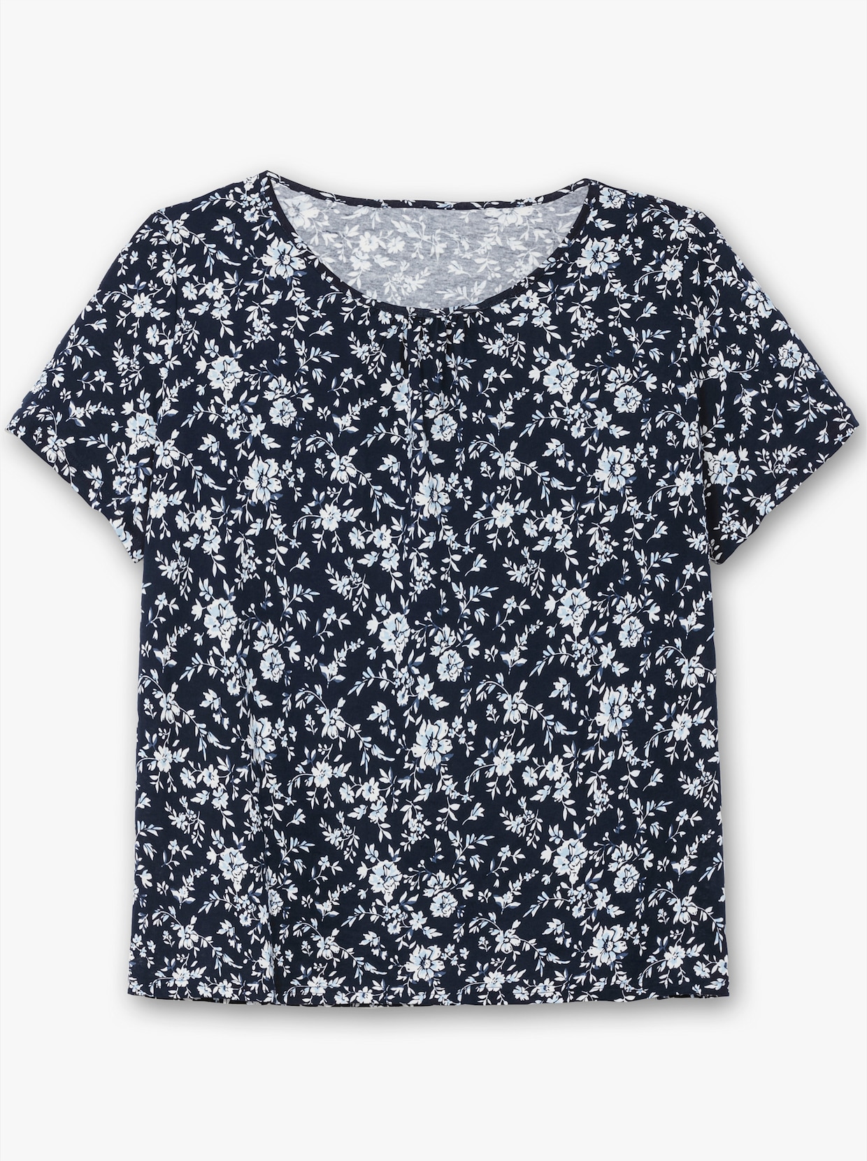 Kurzarmshirt - marine-hellblau-bedruckt