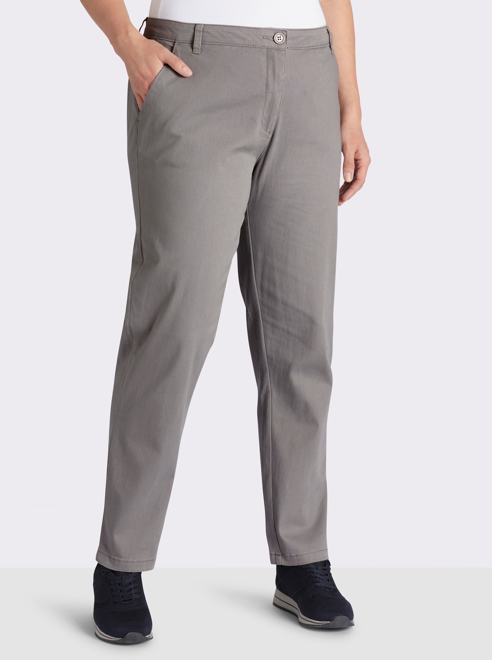 Boyfriend-Hose mit Gürtelschlaufen - grau