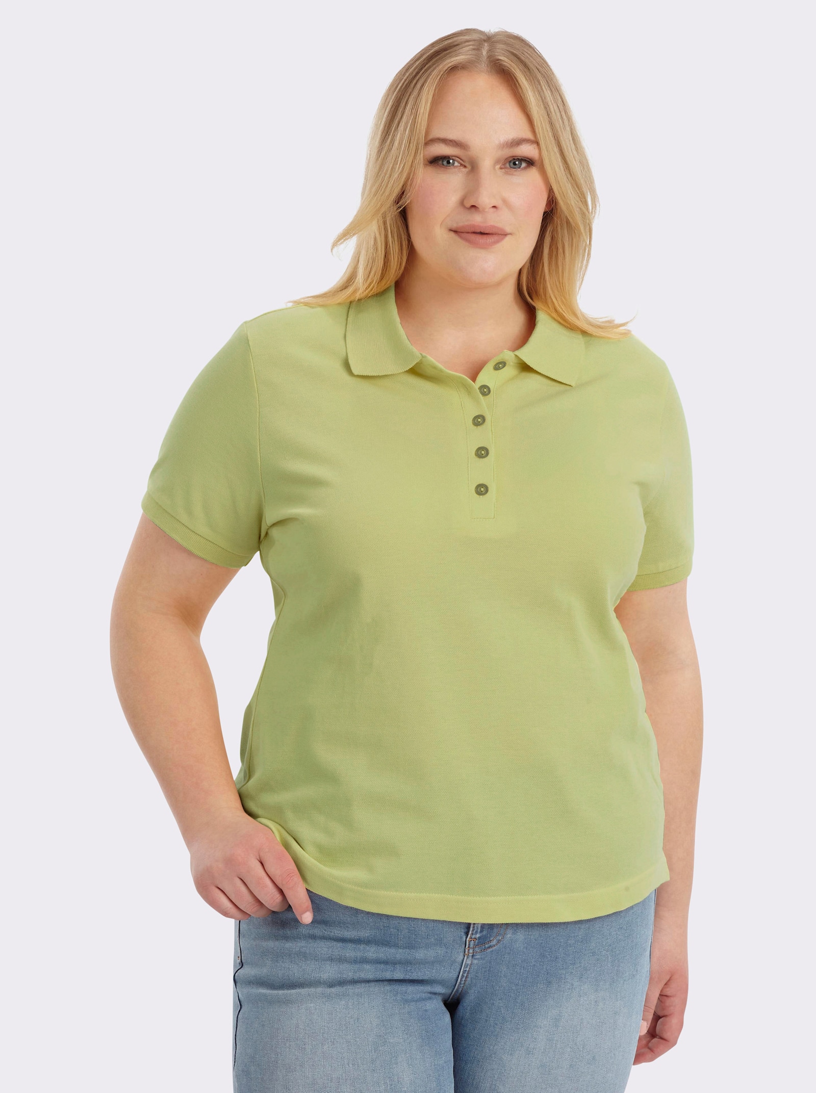 Poloshirt mit Seitenschlitzen - pistazie
