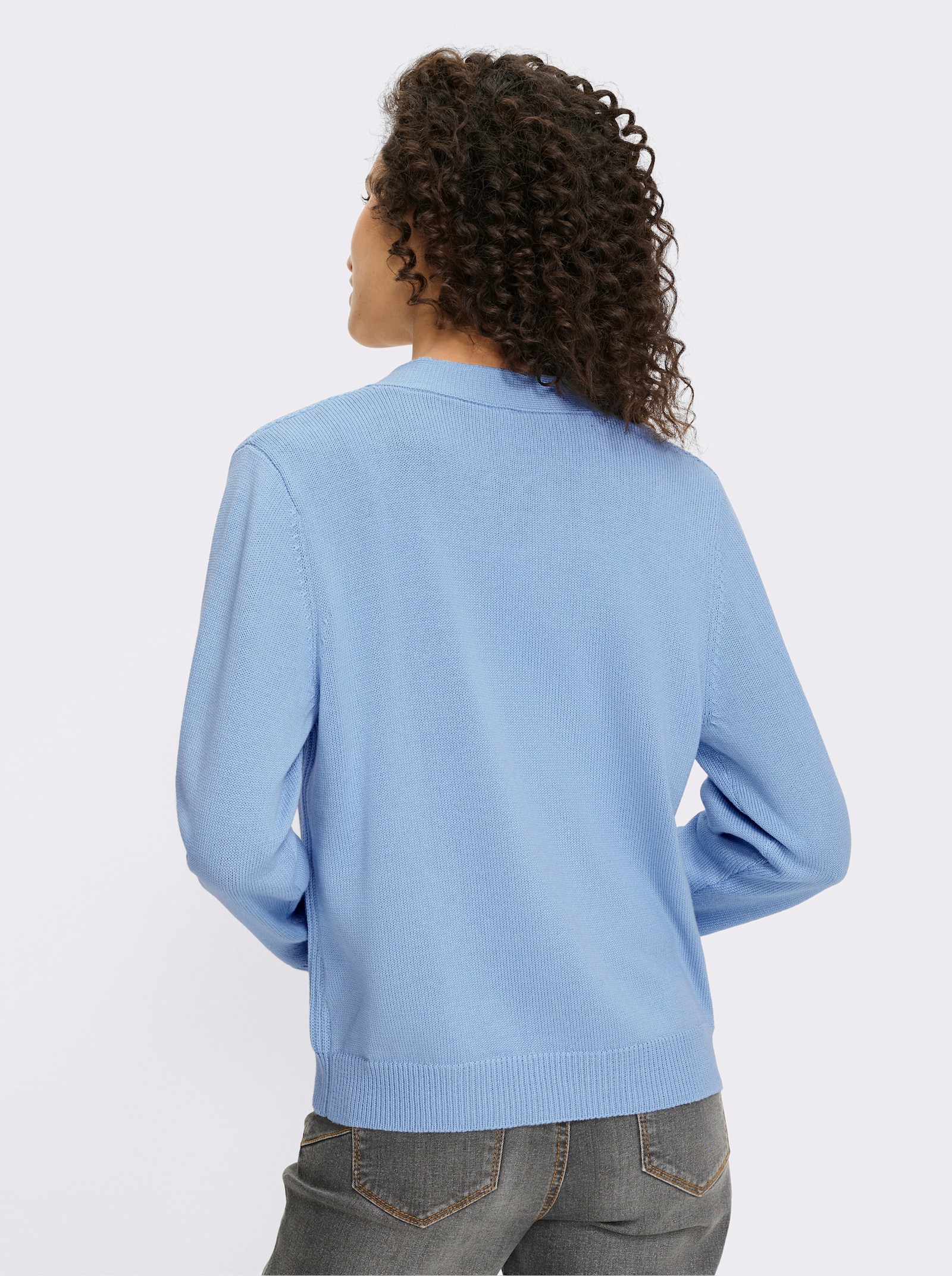 heine Strickjacke mit Druckknopf-Verschluss - eisblau