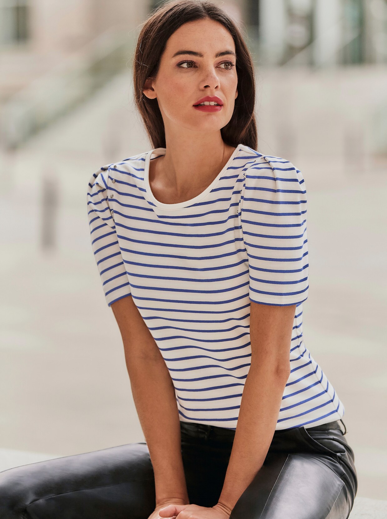 heine Shirt - blau-ecru