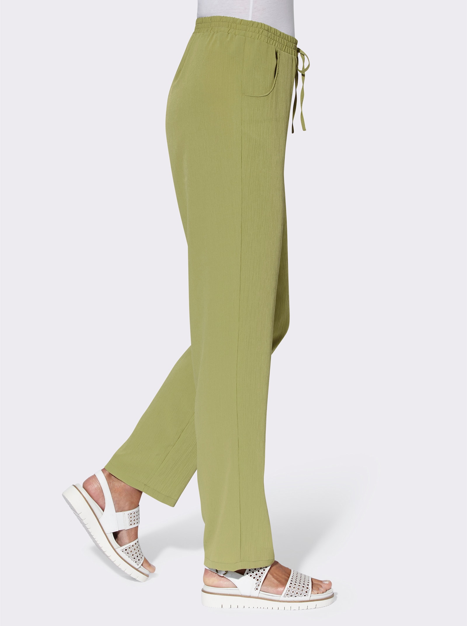 Navlékací kalhoty s ozdobným páskem - rákos. + rákos.-bílá-potisk