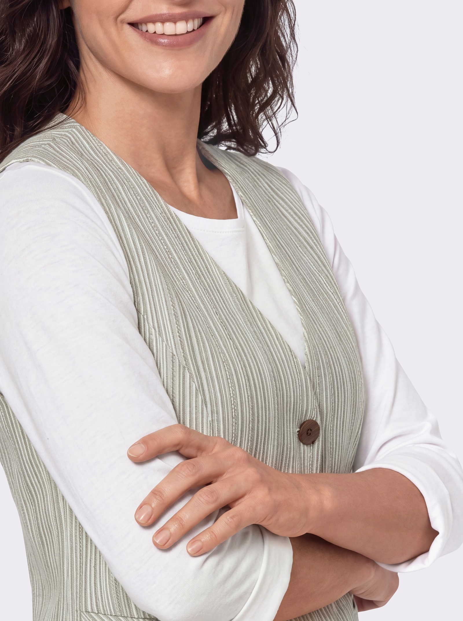 Weste mit Jacquard-Streifenmuster - champagner-khaki-gestreift